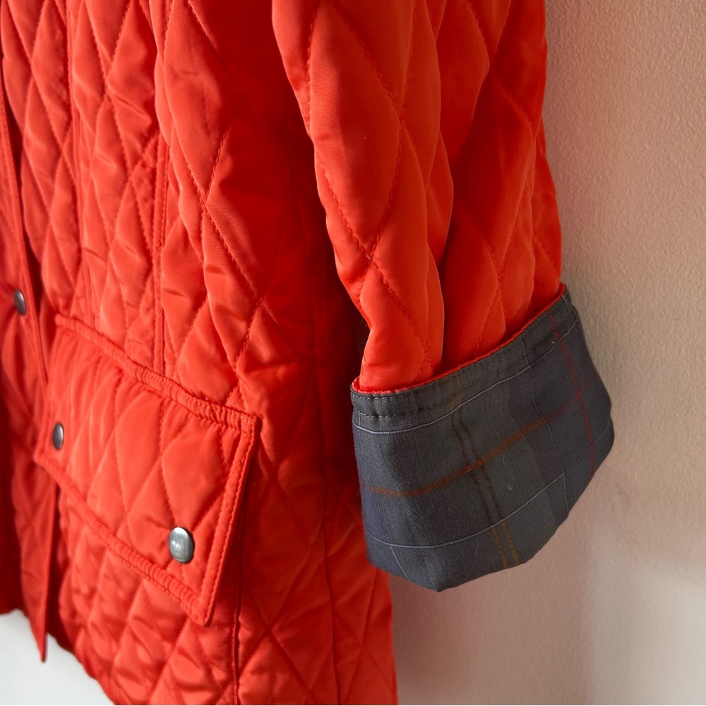 Sharon Young Quilted Classic Preppy Heritage Barn Chore Coat Orange Red Vintage - Picture 13 of 15